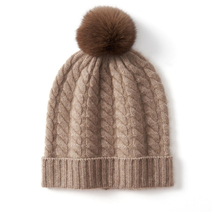 Alpine Thread Cable Pom Beanie