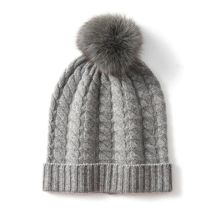 Alpine Thread Cable Pom Beanie