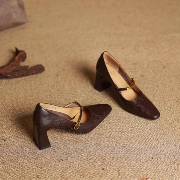 Eloria Genuine Leather Mary Jane Heels