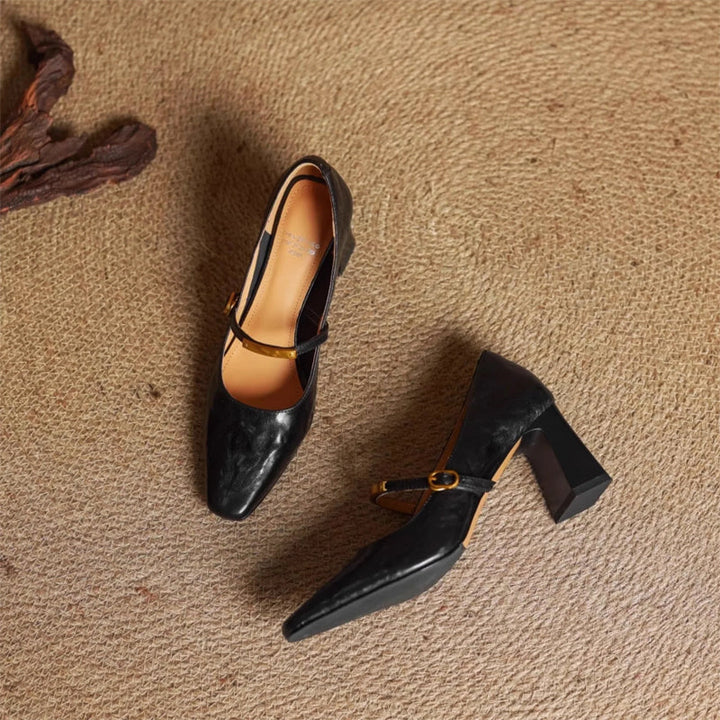 Eloria Genuine Leather Mary Jane Heels