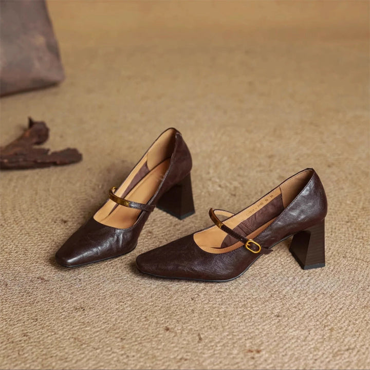 Eloria Genuine Leather Mary Jane Heels