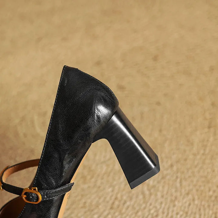 Eloria Genuine Leather Mary Jane Heels