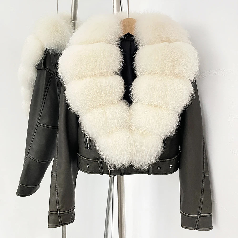 Marveil Fur Collared Aviator Jacket