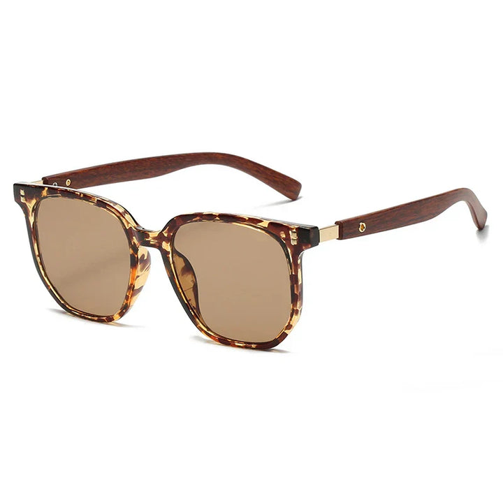Vintage Oversized Woodgrain Sunglasses