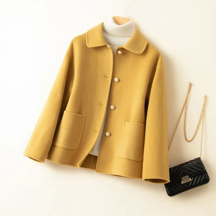 Women’s Double-Sided Wool Coat with Rounded Collar