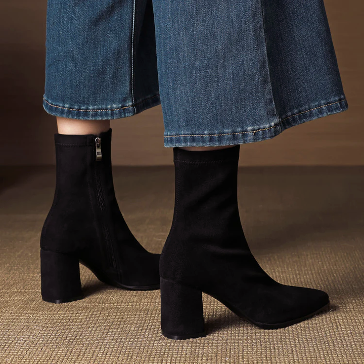 Women’s Genuine Suede Ankle Boots with Block Heel
